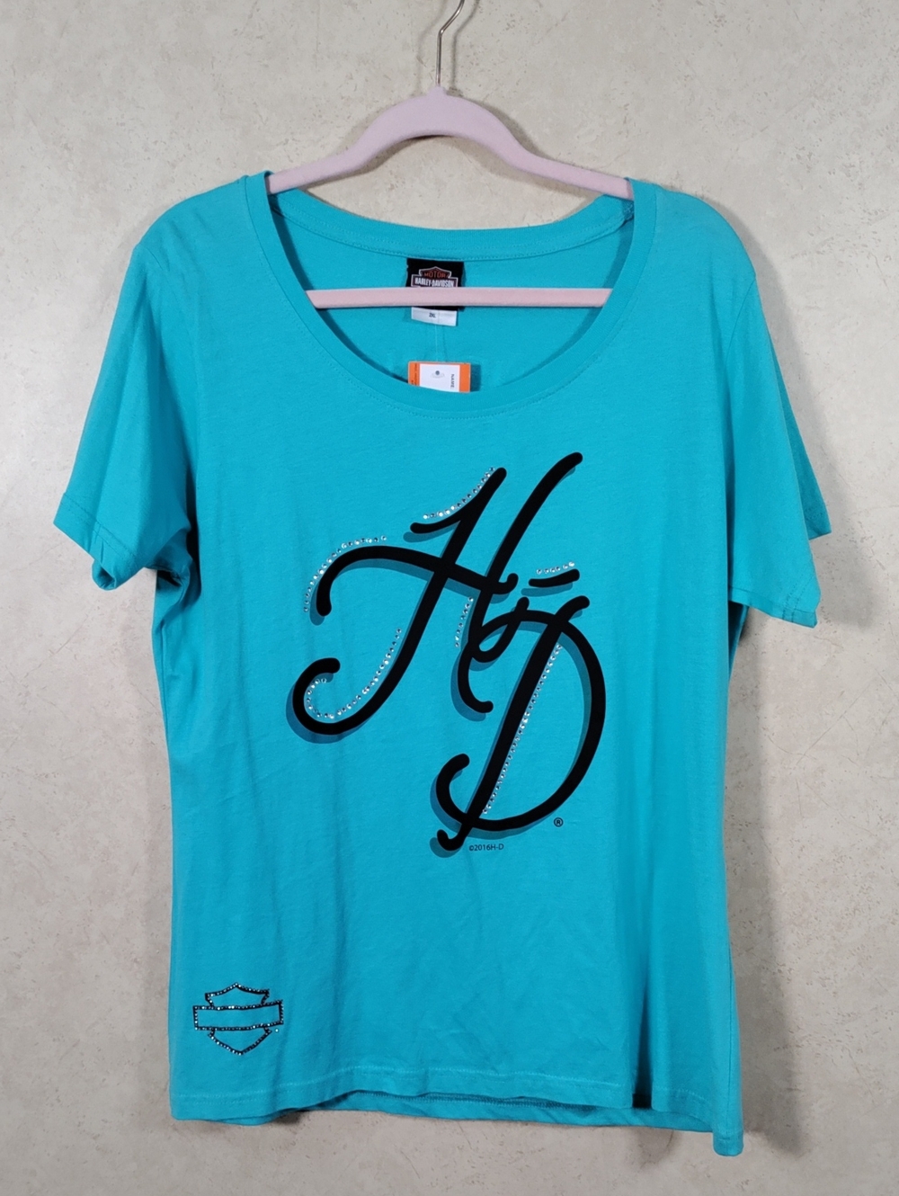 I135 Harley-Davidson Durango Tahiti Blue Short Sleeve Tee 2X NWT